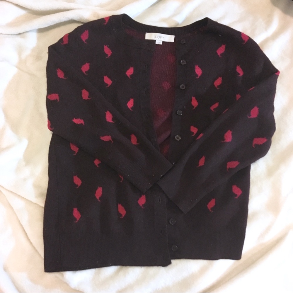 Cat pattern cardigan sweater